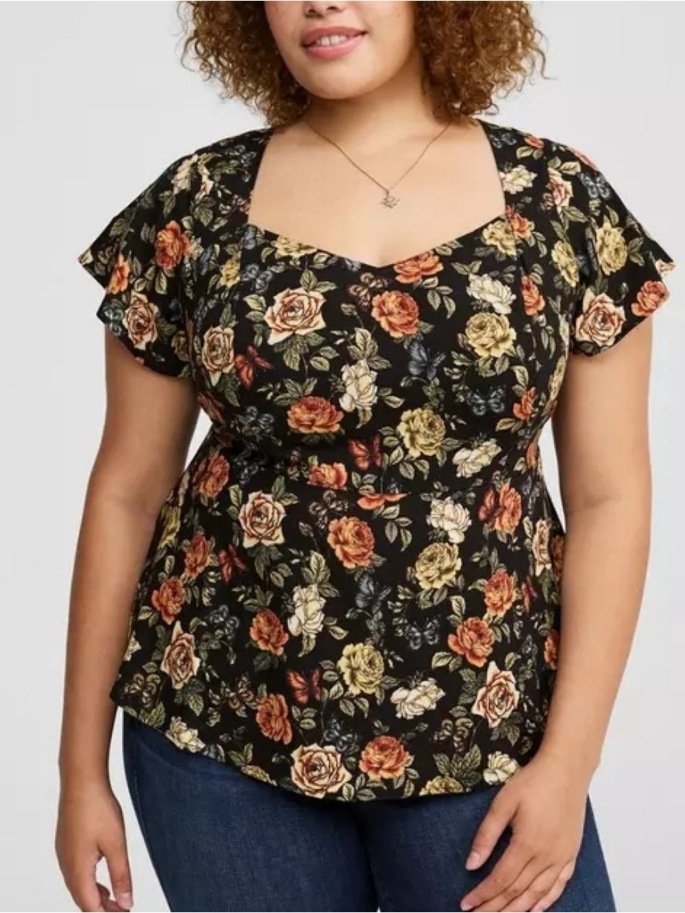 2X • Torrid • Sweetheart Flutter Sleeve Peplum Top